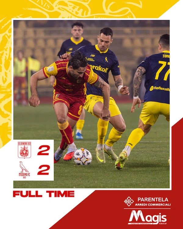 Serie BKT, CATANZARO vs MODENA: 2-2 finale. Altra beffa nel recupero al Ceravolo