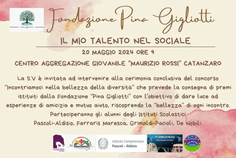 images “Incontriamoci nella bellezza della diversità”: al via il concorso organizzato dalla Fondazione Pina Gigliotti a Catanzaro