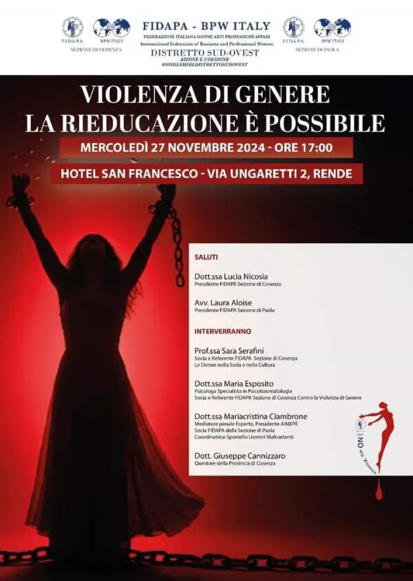 images La Fidapa di Cosenza e di Paola insieme per il convegno “Violenza di genere: la rieducazione è possibile”