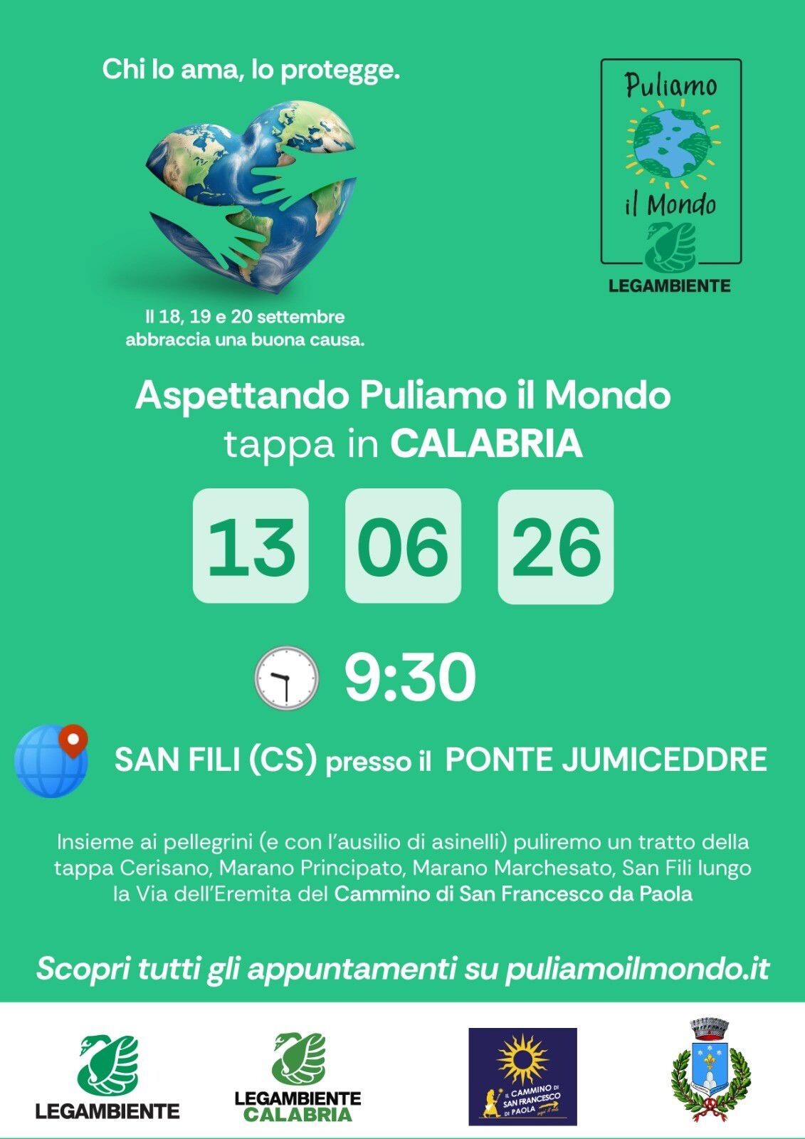 Sabato 13 giugno a San Fili l'anteprima nazionale di Puliamo il Mondo lungo il cammino di San Francesco di Paola
images Sabato 13 giugno a San Fili l'anteprima nazionale di Puliamo il Mondo lungo il cammino di San Francesco di Paola