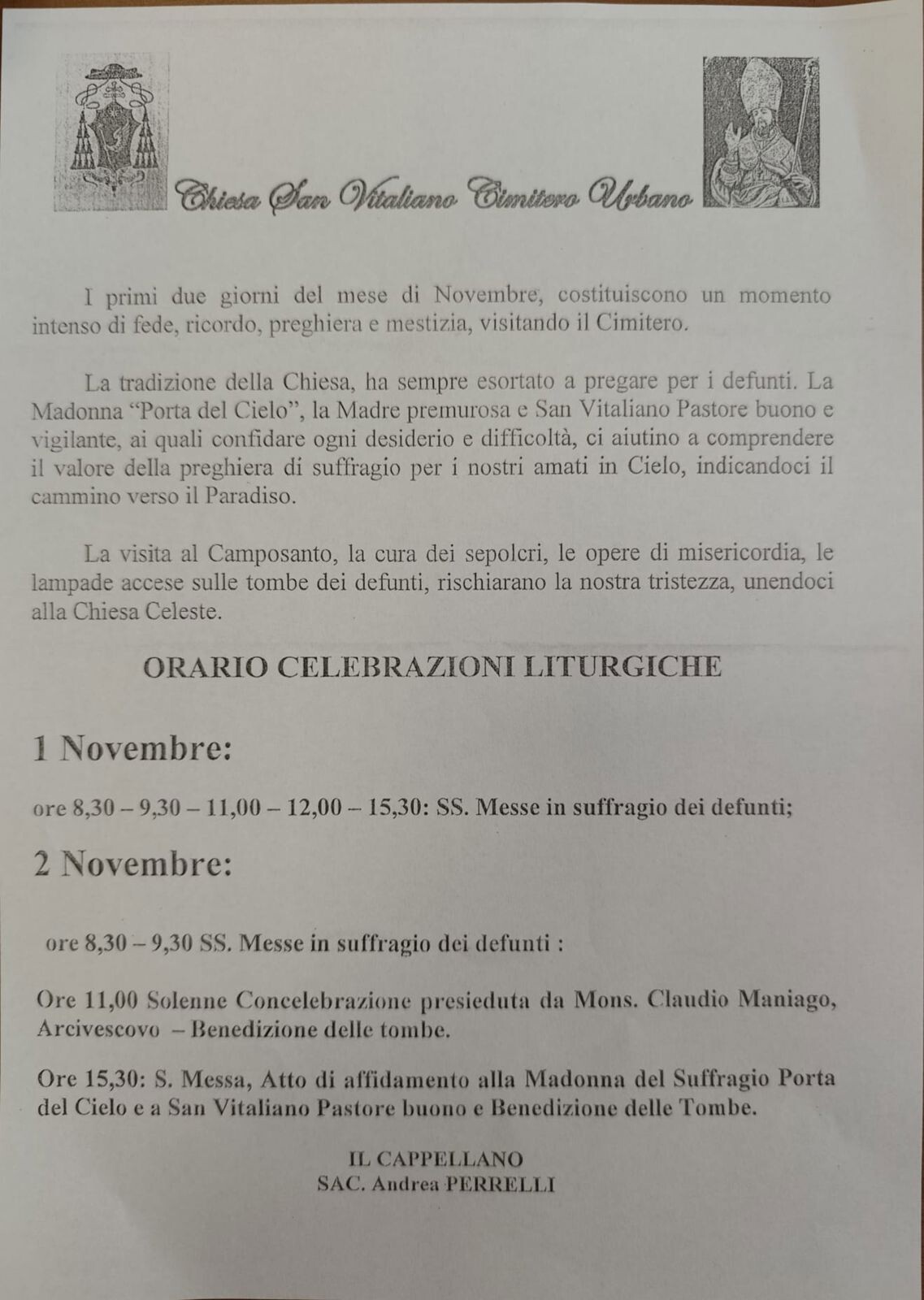 Catanzaro, don Andrea Perrelli: "Nelle vene del campo santo nel ricordo personale di chi non c'è più" images Catanzaro, don Andrea Perrelli: "Nelle vene del campo santo nel ricordo personale di chi non c'è più"