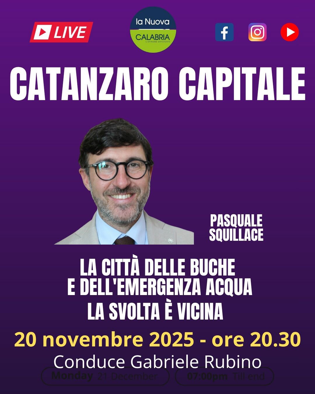 images Catanzaro Capitale, città delle buche e crisi idrica: ospite l'assessore Squillace (DIRETTA 20,30)