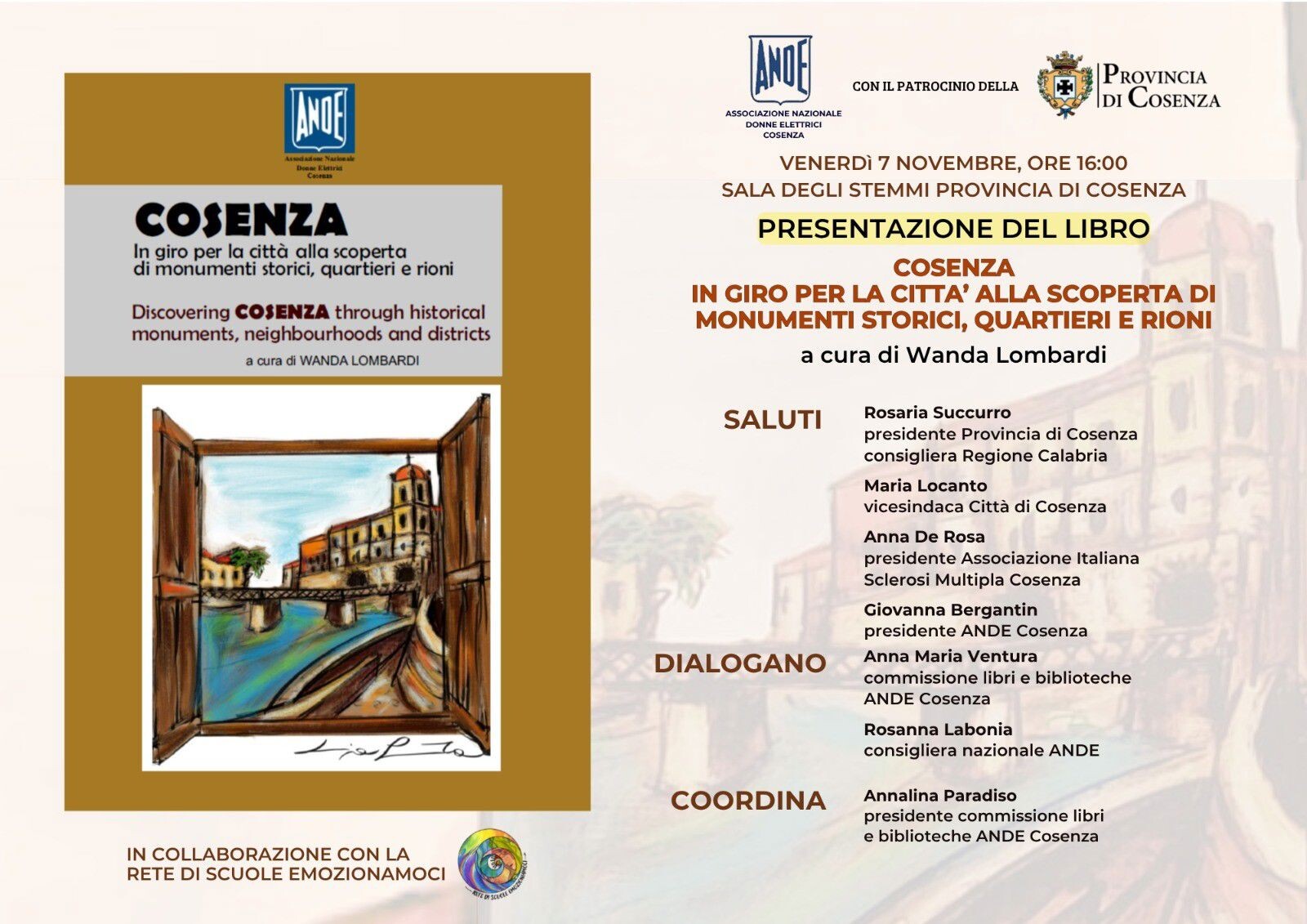 images Cosenza, città da scoprire: l'ANDE presenta il libretto di Wanda Lombardi