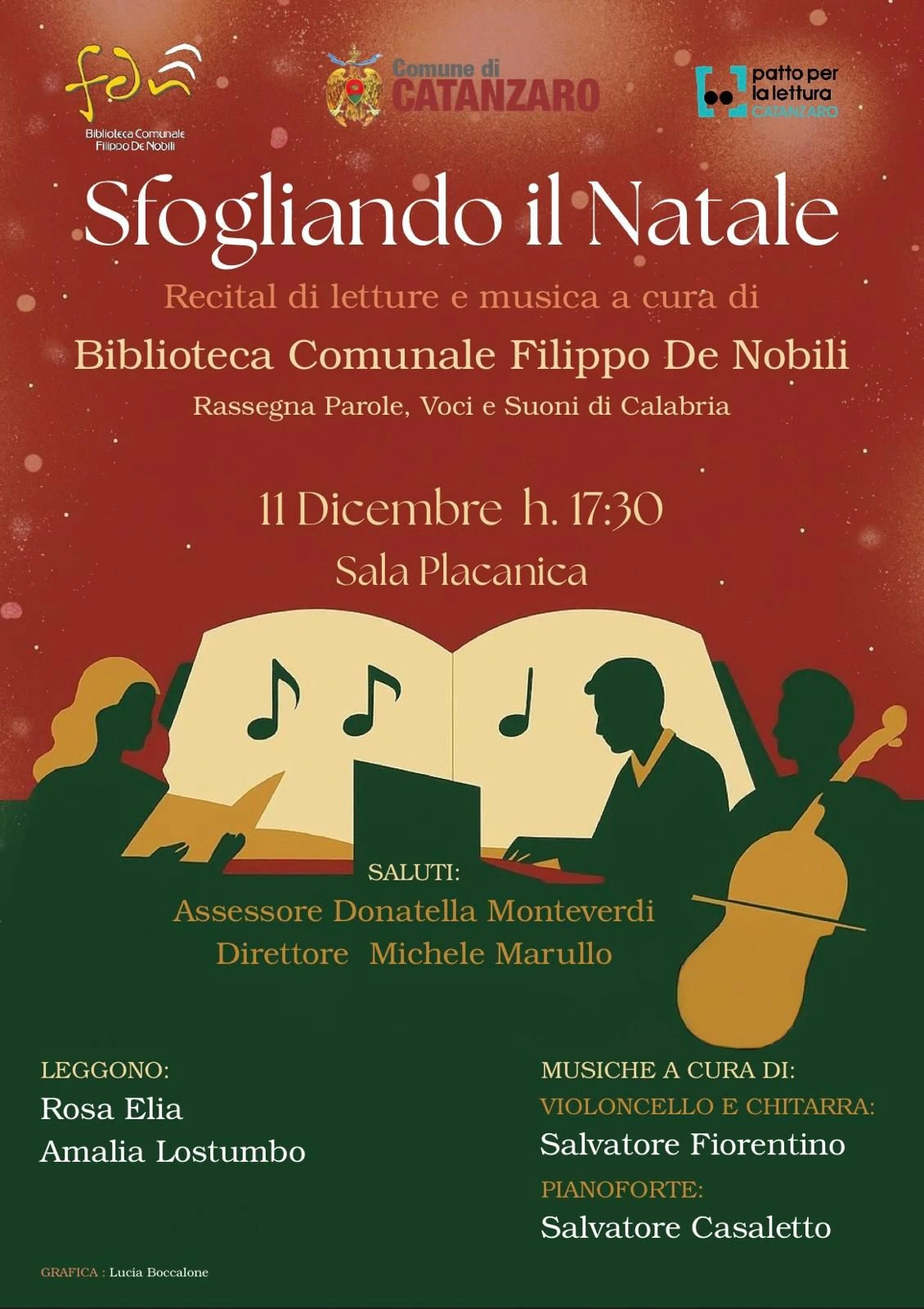"Sfogliando il Natale", giovedì 11 dicembre il recital di letture e musica in Biblioteca De Nobili a Catanzaro 