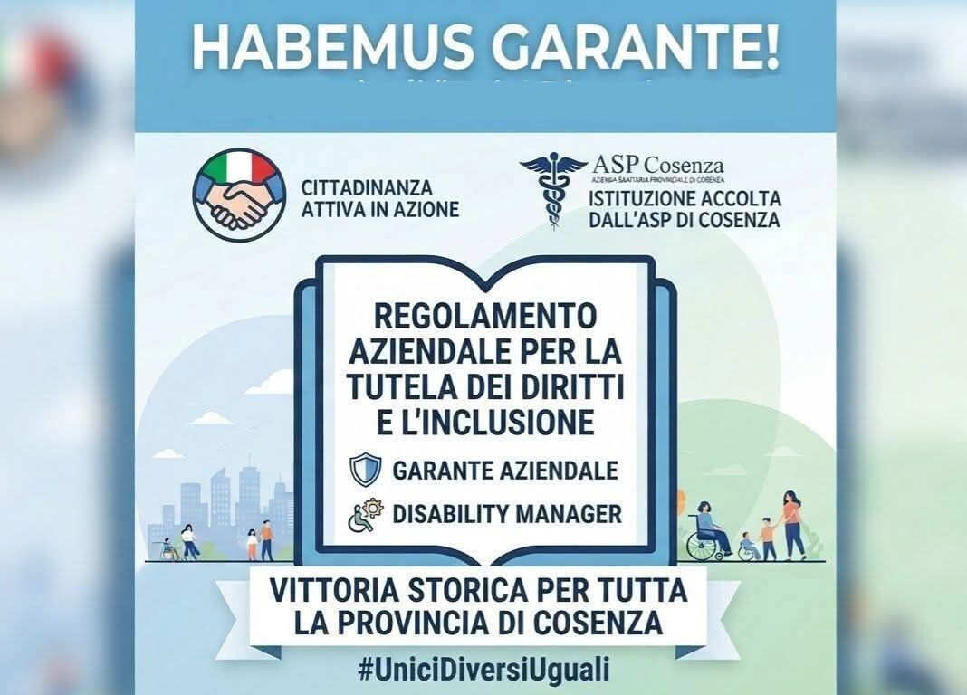 Disabilità e inclusione, istituiti all'Asp di Cosenza il Garante aziendale e il Disability Manager images Disabilità e inclusione, istituiti all'Asp di Cosenza il Garante aziendale e il Disability Manager