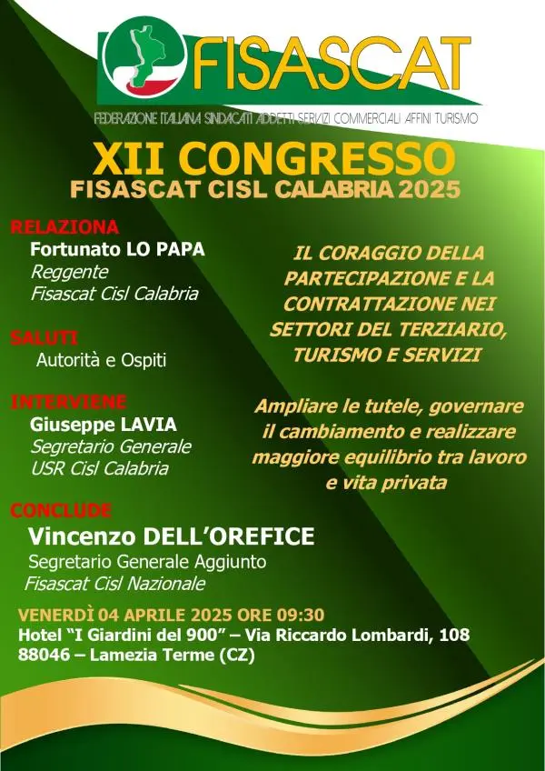 images Lamezia ospita il XII Congresso della Fisascat Cisl Calabria 
