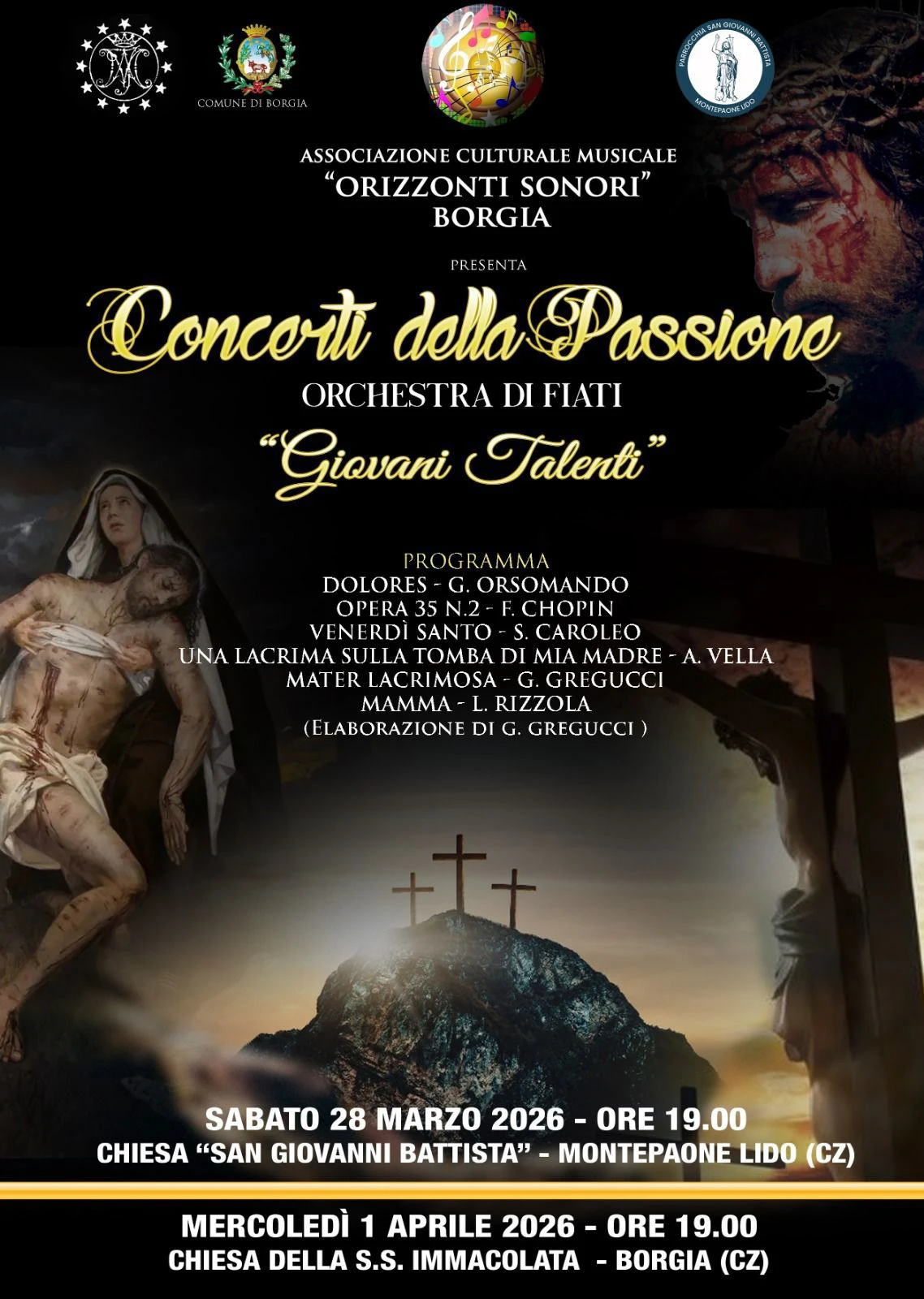 Settimana Santa, le chiese di Montepaone Lido e Borgia ospitano i "Concerti della Passione" 