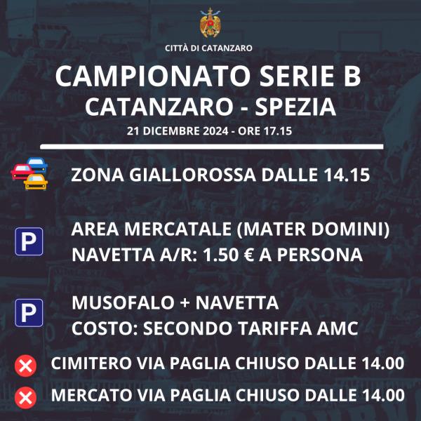 Zona Giallorossa per Catanzaro - Spezia: le disposizioni su traffico, viabilità e parcheggi images Zona Giallorossa per Catanzaro - Spezia: le disposizioni su traffico, viabilità e parcheggi