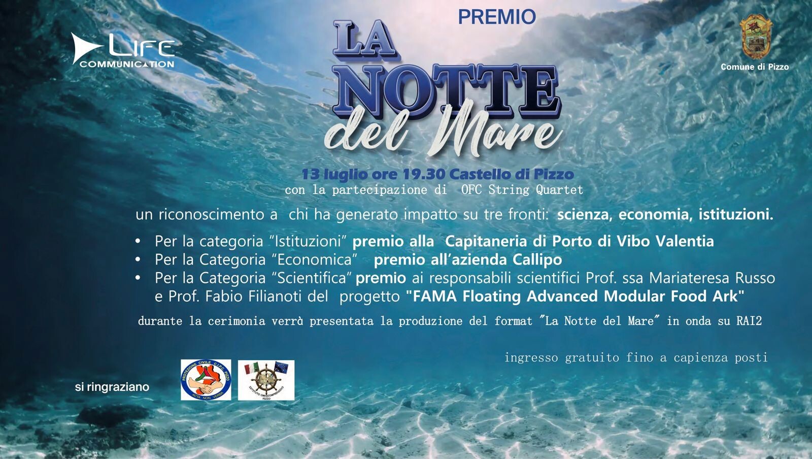 images “La Notte del Mare”, al Castello Murat di Pizzo la cerimonia che premia i Custodi del Blu 2026