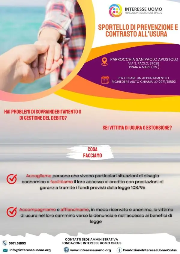 Praia a Mare, sabato 20 aprile l'inaugurazione di uno sportello di prevenzione e contrasto all’usura  images Praia a Mare, sabato 20 aprile l'inaugurazione di uno sportello di prevenzione e contrasto all’usura