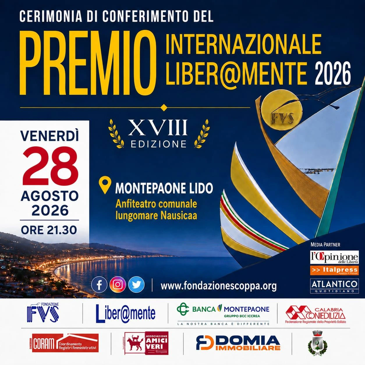 A Montepaone lido la  XVIII edizione del Premio internazionale Liber@mente 