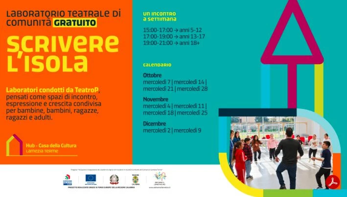 Lamezia, “Scrivere l’Isola”: da ottobre torna il laboratorio teatrale di comunità gratuito di TeatroP  