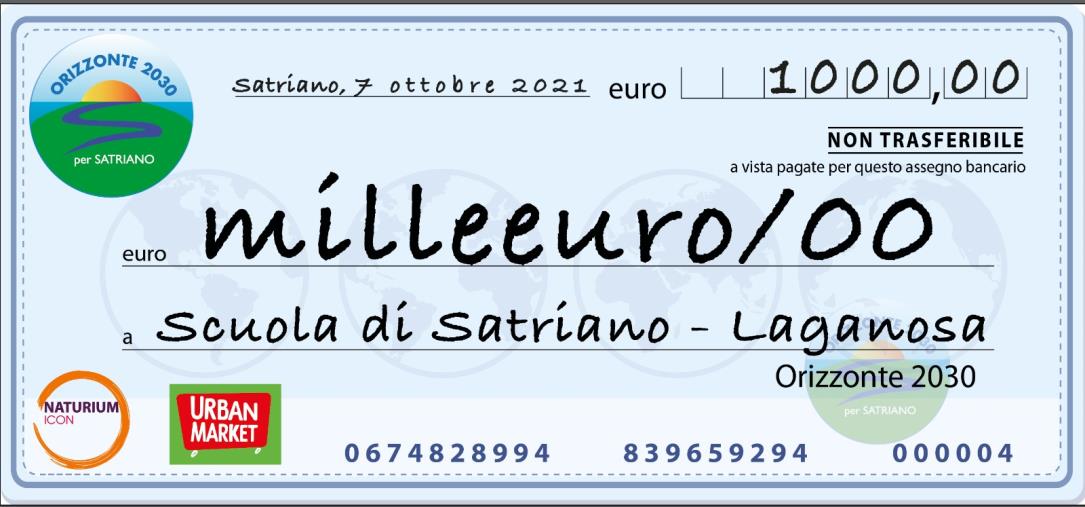 images Domani 'Orizzonte 2030 per Satriano' consegna l'assegno di 1000 euro alla scuola di Satriano-Laganosa