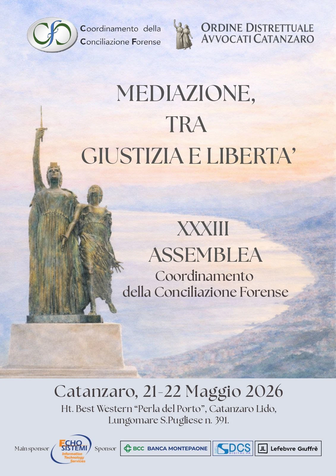 A Catanzaro il 21 e 22 maggio la presentazione della XXXIII Assemblea nazionale del Coordinamento della Conciliazione Forense