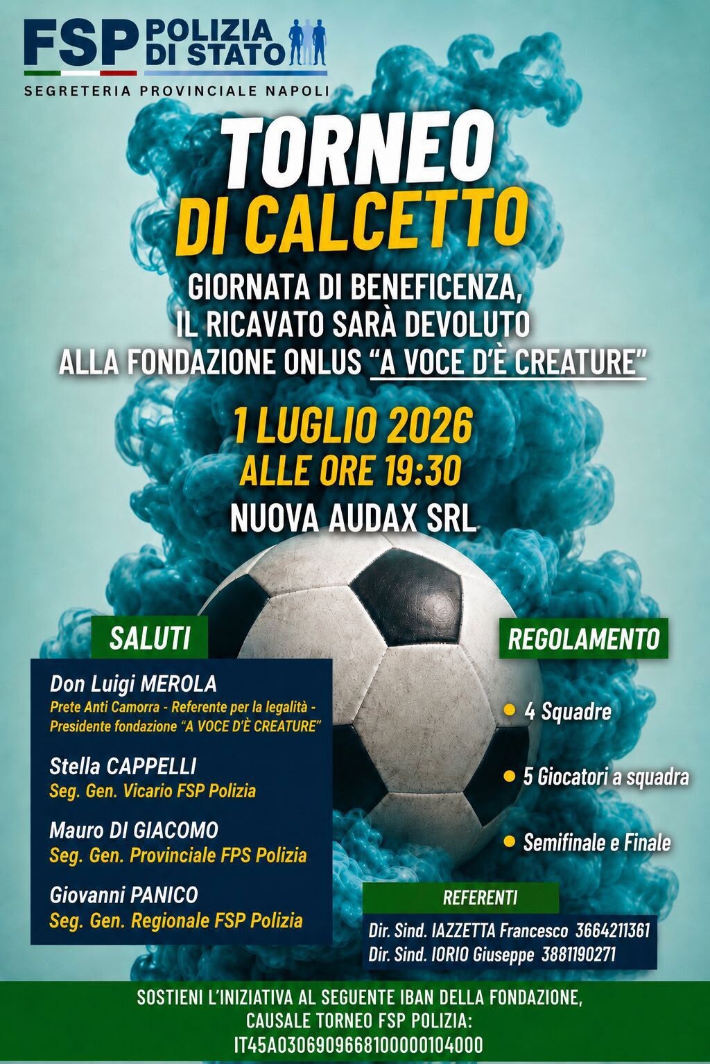 images Dal campo di calcio a quello della solidarietà: a Napoli FSP Polizia sostiene "A voce d' creature"
