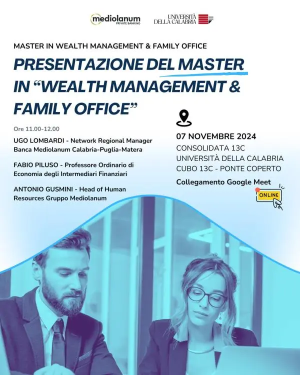 images L'UniCal presenta il primo Master di I livello in "Wealth Management & Family Office"