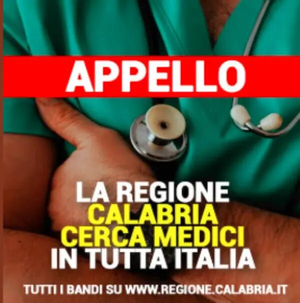 La Regione Calabria cerca medici in Italia, l'appello di Occhiuto (IL BANDO) images La Regione Calabria cerca medici in Italia, l'appello di Occhiuto (IL BANDO)