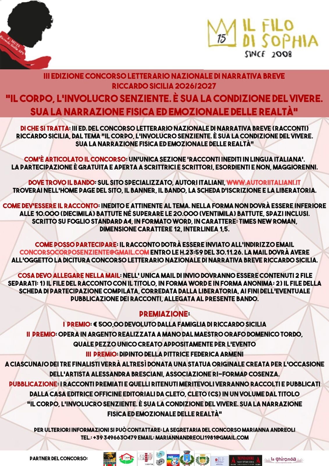 images Aperte le iscrizioni al Concorso Letterario Nazionale di Narrativa Breve Riccardo Sicilia
