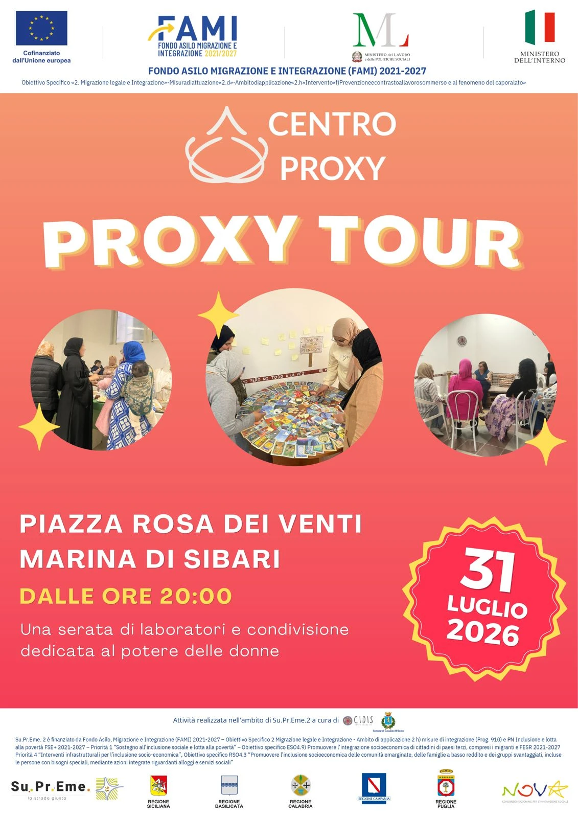 Il Centro Proxy di Cassano scende in piazza a Marina di Sibari per una serata di condivisione e unione