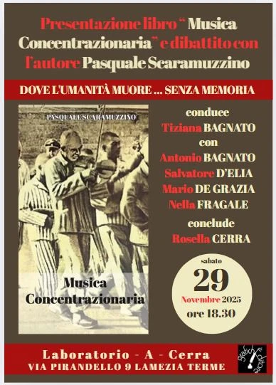 “Musica concentrazionaria”, a Lamezia la presentazione del saggio di Pasqualino Scaramuzzino