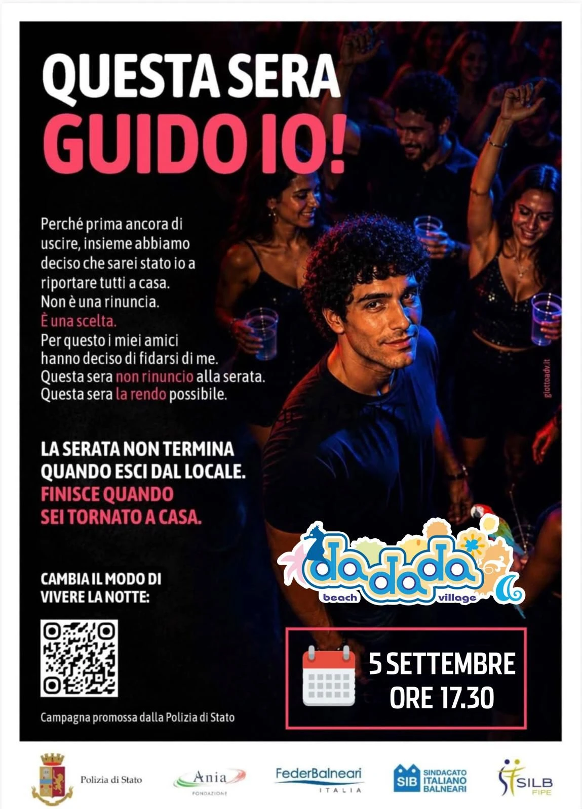 “Questa sera guido io”: il 5 settembre al Dadada la campagna nazionale per la sicurezza stradale
