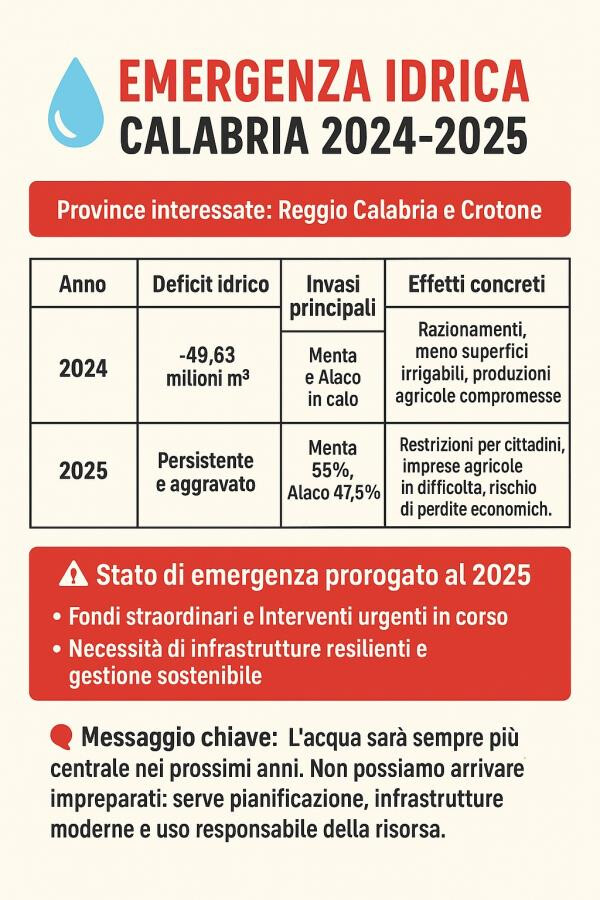Emergenza idrica in Calabria, Coapi: "Dati ufficiali confermano deficit e invasi al minimo" images Emergenza idrica in Calabria, Coapi: "Dati ufficiali confermano deficit e invasi al minimo"