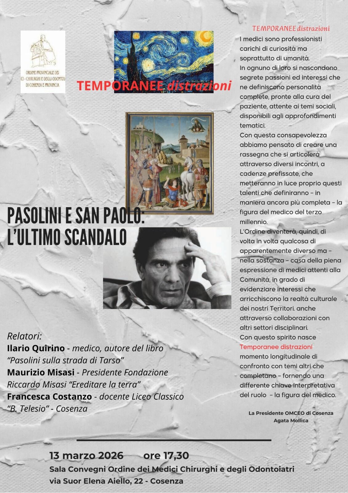 images Cosenza, medici e cultura: nasce la rassegna “Temporanee distrazioni”