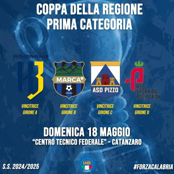 Il Centro tecnico federale di Catanzaro ospita il Trofeo Coppa della Regione Prima Categoria images Il Centro tecnico federale di Catanzaro ospita il Trofeo Coppa della Regione Prima Categoria