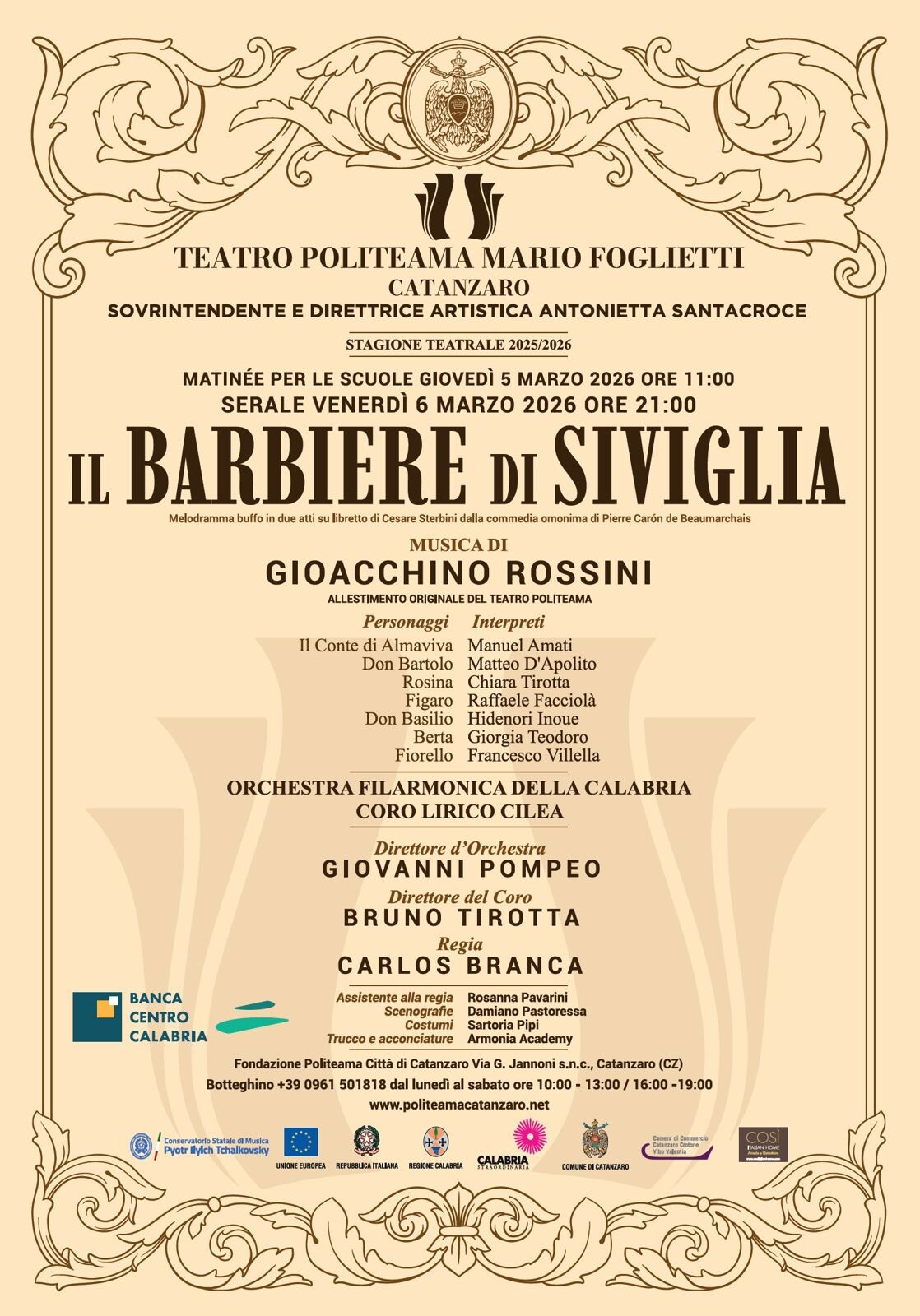 Al Teatro Politeama di Catanzaro il 6 marzo ritorna la lirica con il Barbiere di Siviglia images Al Teatro Politeama di Catanzaro il 6 marzo ritorna la lirica con il Barbiere di Siviglia