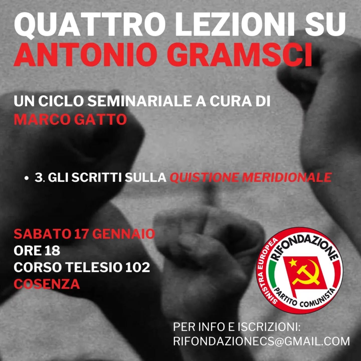 Cosenza, il 17 gennaio terzo appuntamento dei seminari su Gramsci a Corso Telesio images Cosenza, il 17 gennaio terzo appuntamento dei seminari su Gramsci a Corso Telesio