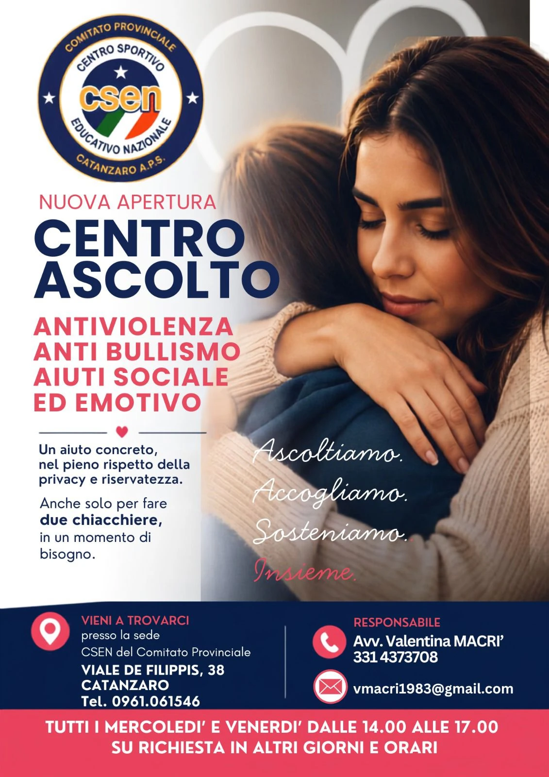 Catanzaro, le porte del Comitato provinciale CSEN si aprono per ascoltare la voce dei più fragili