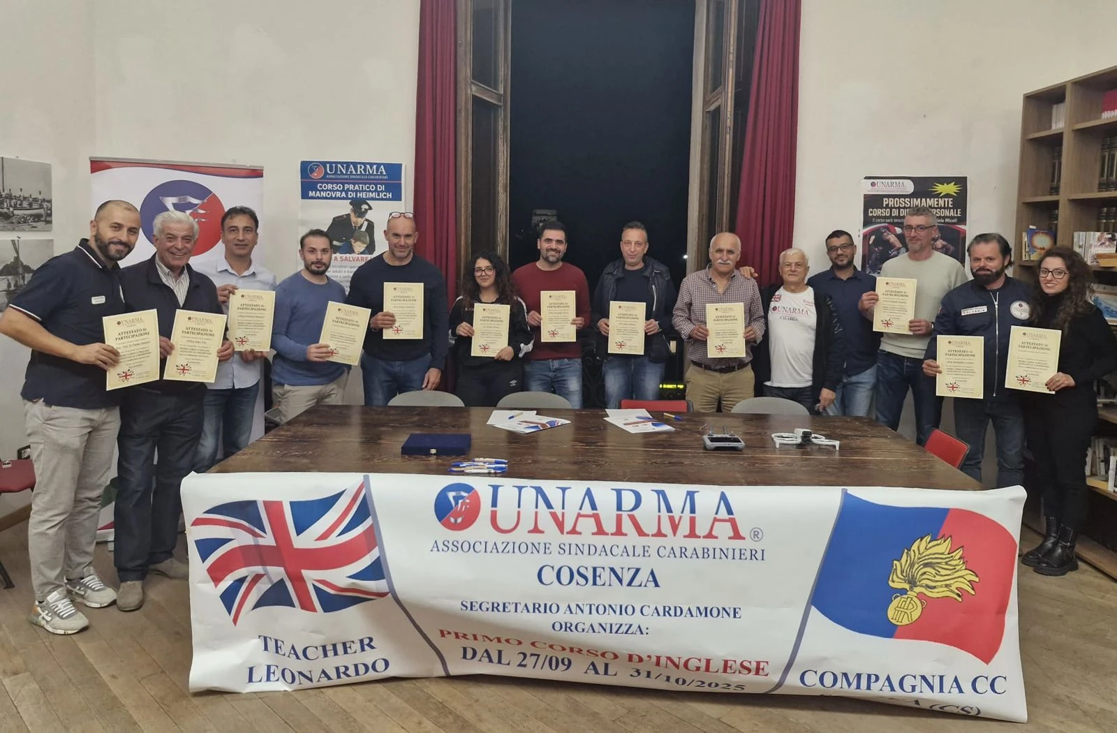 Unarma promuove corso di lingua inglese gratuito agli iscritti appartenenti alla Compagnia Carabinieri di Scalea 