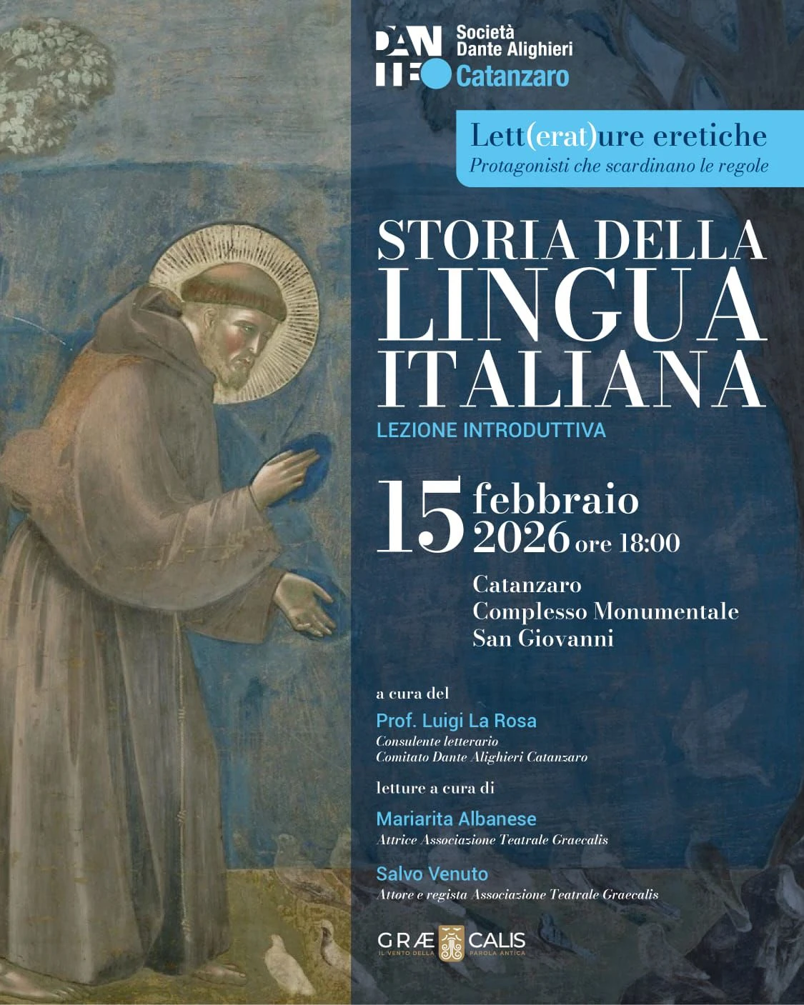 Catanzaro, domenica 15 febbraio al San Giovanni al via la rassegna “Lett(erat)ure Eretiche”