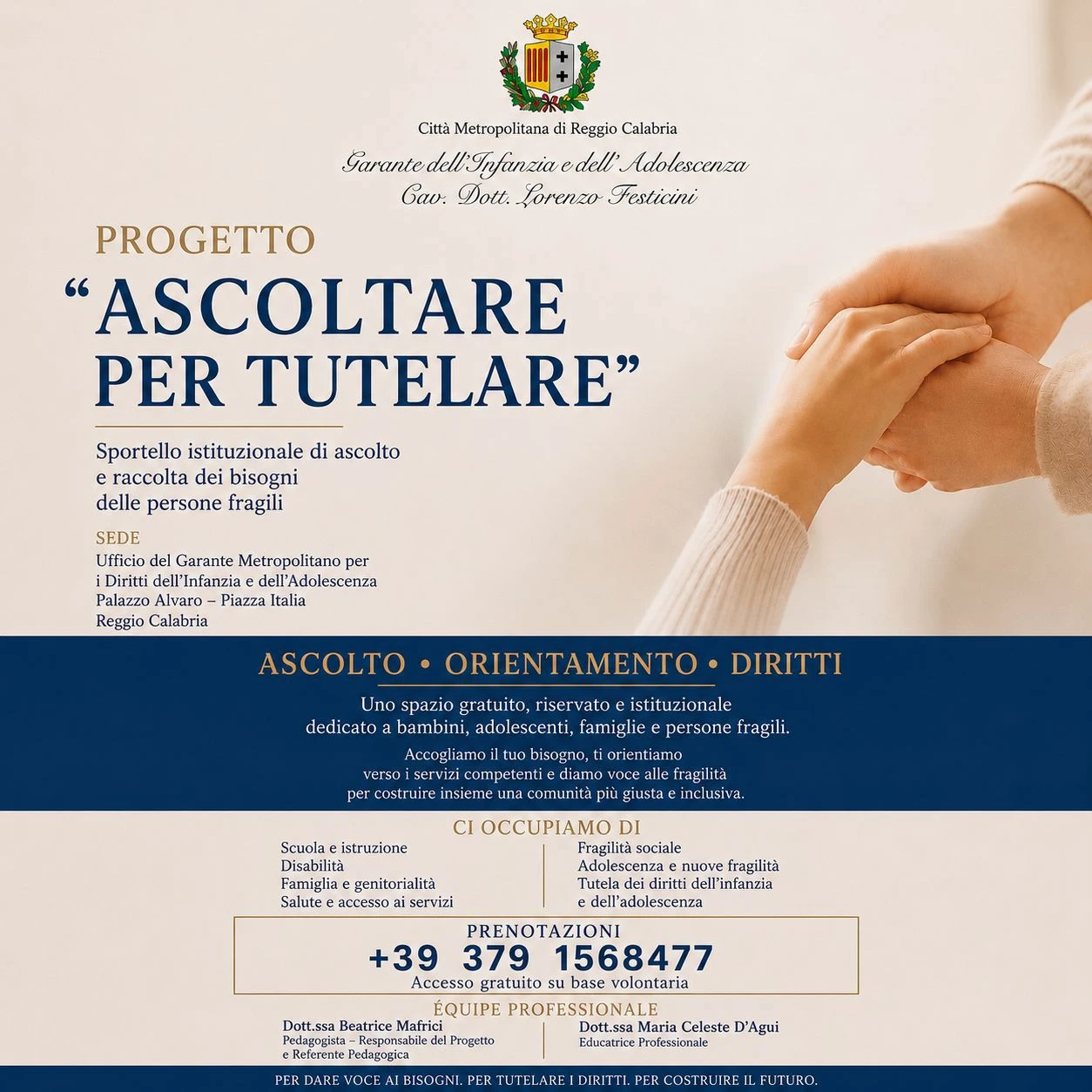 Reggio, prende vita il progetto “Ascoltare per tutelare”  promosso dal Garante dell’Infanzia e dell’Adolescenza 