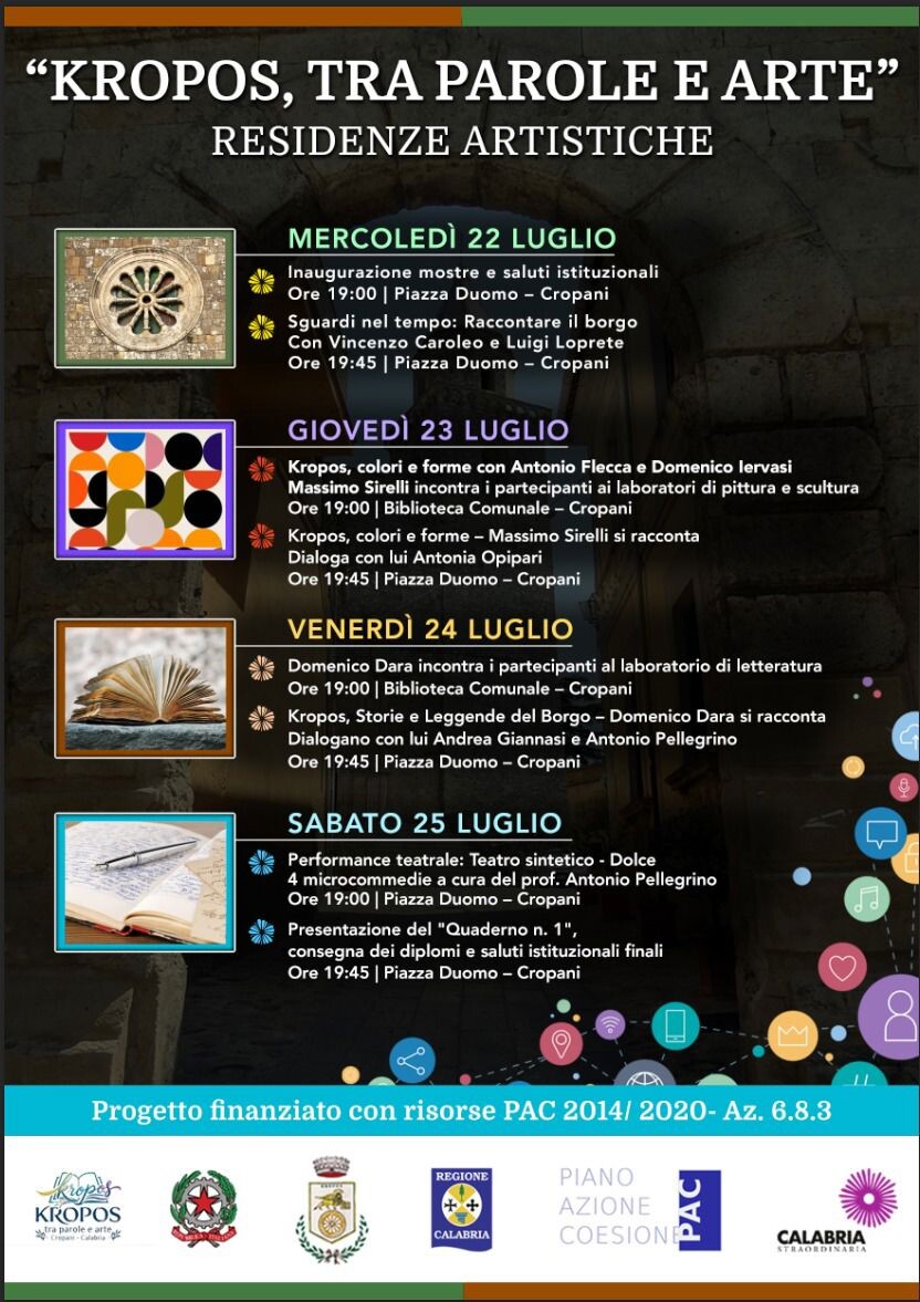 A Cropani “Kropos, tra parole e arte”: al via le Residenze Artistiche con 4 giorni di iniziative nel borgo
images A Cropani “Kropos, tra parole e arte”: al via le Residenze Artistiche con 4 giorni di iniziative nel borgo