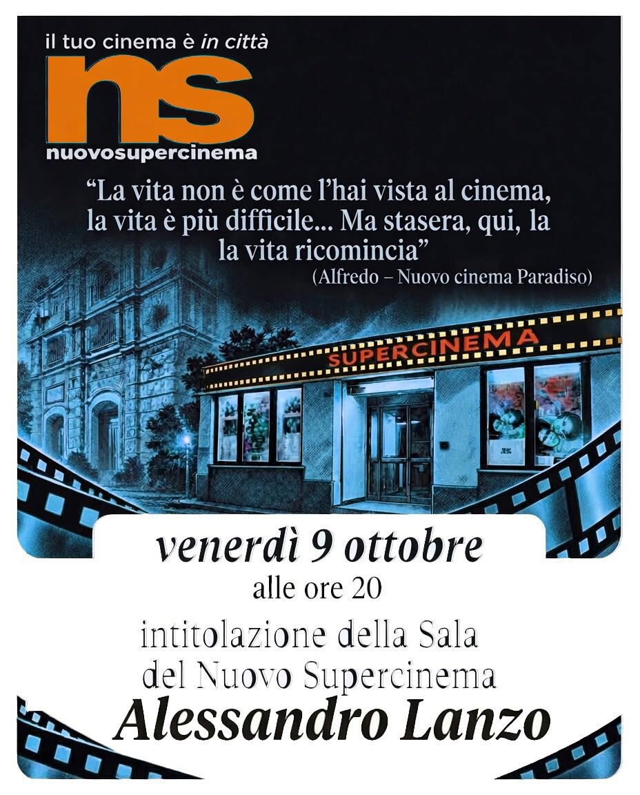 Alessandro Lanzo resta al Supercinema, la sala platea porterà il suo nome: domani l'intitolazione images Alessandro Lanzo resta al Supercinema, la sala platea porterà il suo nome: domani l'intitolazione