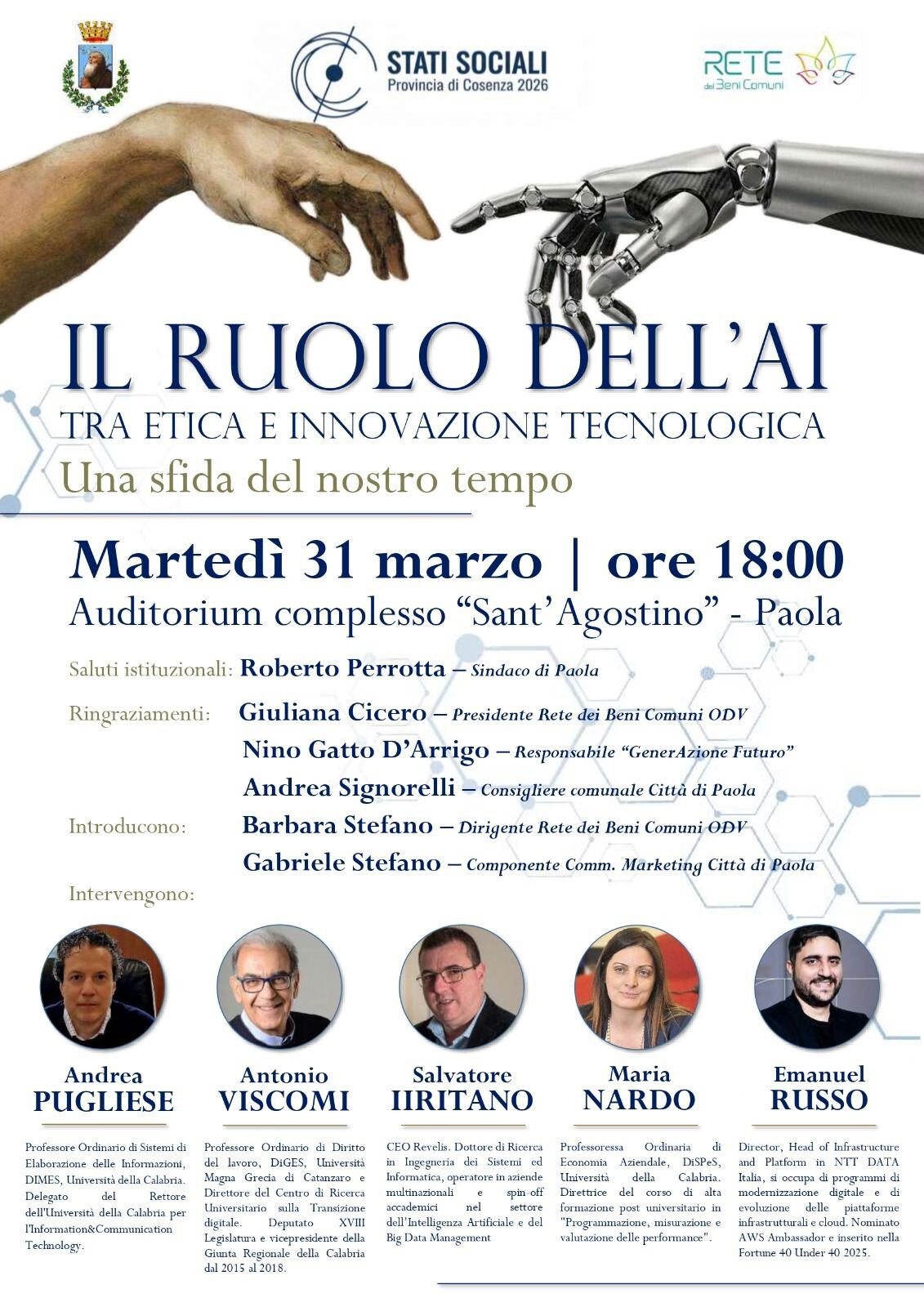 "Il ruolo dell’AI tra etica e innovazione tecnologica": il convegno a Paola images "Il ruolo dell’AI tra etica e innovazione tecnologica": il convegno a Paola