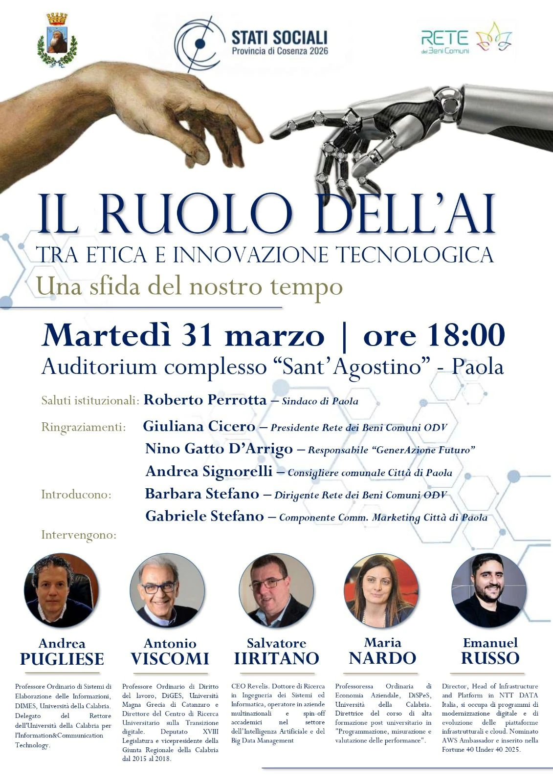 "Il ruolo dell’AI tra etica e innovazione tecnologica": il convegno a Paola