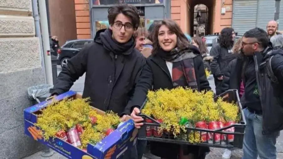 images 8 marzo, le mimose in lattina di 'Testa di Latta' invadono il centro di Catanzaro 