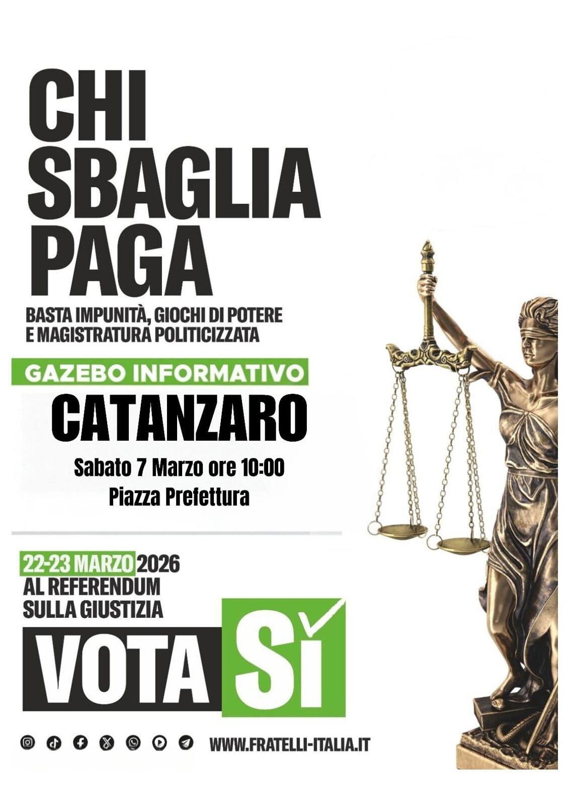 images Catanzaro, Fratelli d’Italia in piazza con un gazebo per il Sì al referendum sulla giustizia