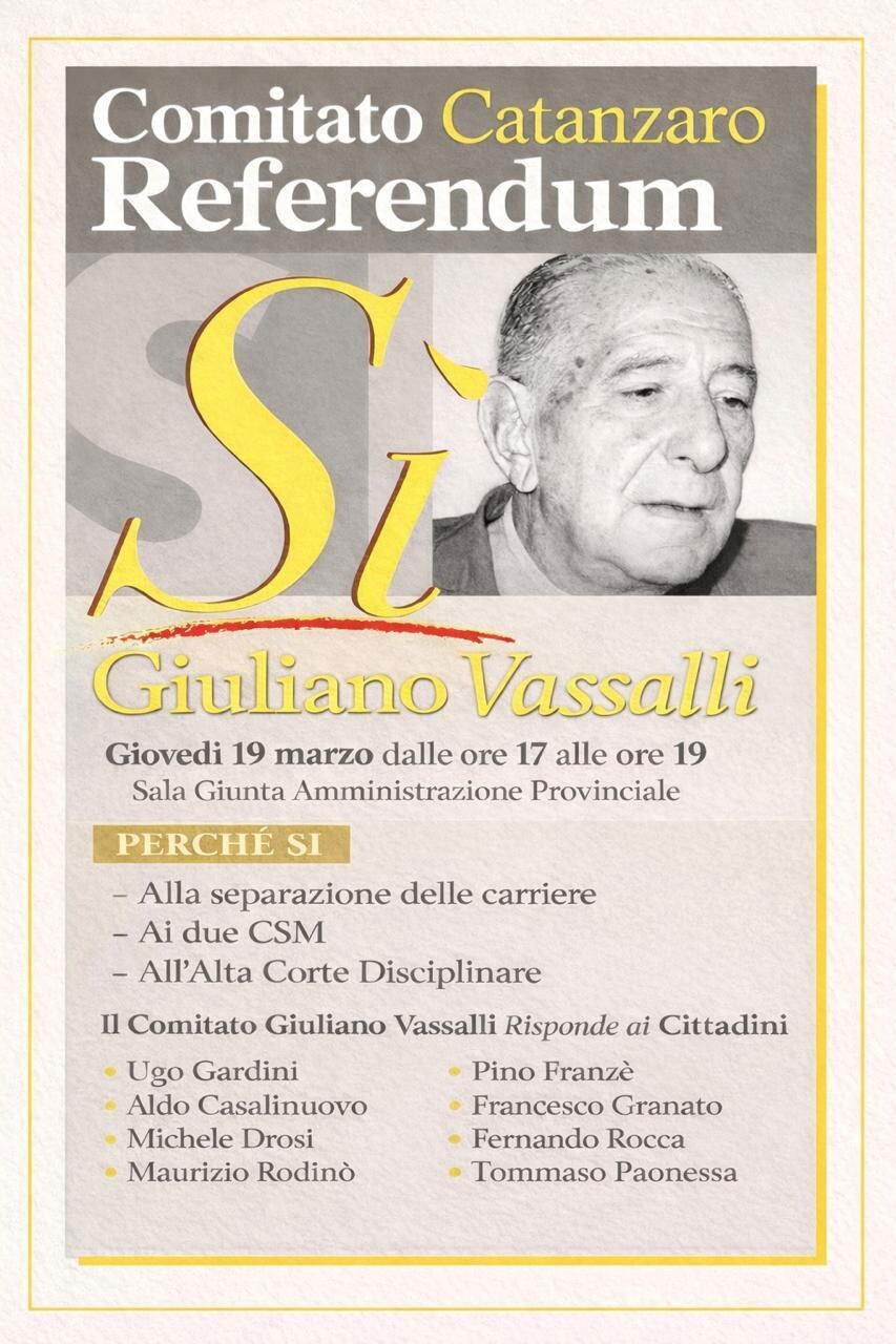 images Referendum, a Catanzaro l'appuntamento "Perchè Sì" del Comitato Giuliano Vassalli 