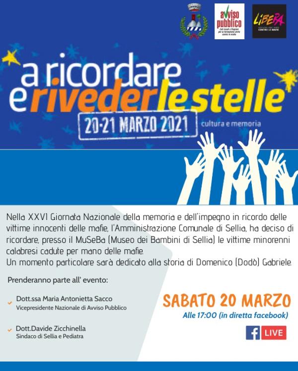 images “A ricordare e riveder le stelle”: a Sellia domani la giornata dedicata al ricordo delle vittime innocenti delle mafie
