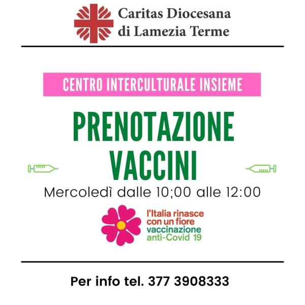 images Vaccini. Attivato allo sportello “Centro interculturale insieme” della Caritas della Diocesi di Lamezia Terme un servizio di prenotazione  