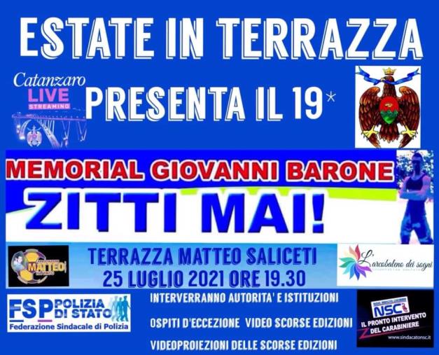 images Catanzaro. "Estate in terrazza" presenta a Lido il 19mo "Memorial Giovanni Barone" 