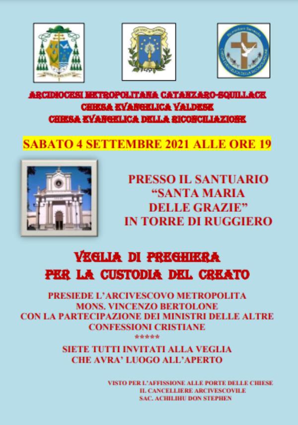images Torre di Ruggiero. Sabato la veglia di preghiera per la custodia del Creato