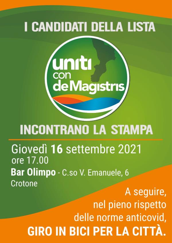 images Regionali. Domani, a Crotone, "Uniti con de Magistris" si presenta agli elettori 