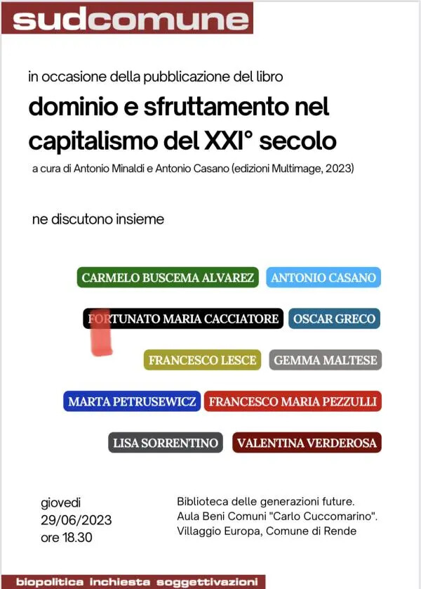images “Dominio e sfruttamento nel capitalismo del XXI° secolo”, giovedì 29 giugno il dibattito a Rende