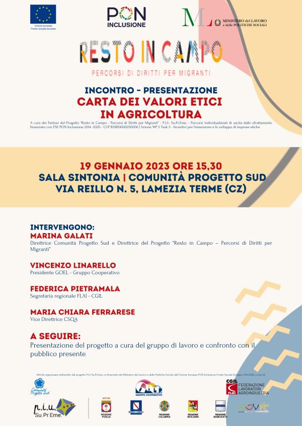 Al via "Resto in campo", una carta dei valori da condividere con il settore agricolo calabrese
images Al via "Resto in campo", una carta dei valori da condividere con il settore agricolo calabrese