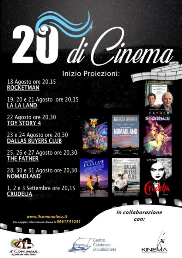 Catanzaro. Da domani è cinema sotto le stelle nel quartiere Aranceto grazie al progetto “20 di Cinema” images Catanzaro. Da domani è cinema sotto le stelle nel quartiere Aranceto grazie al progetto “20 di Cinema”