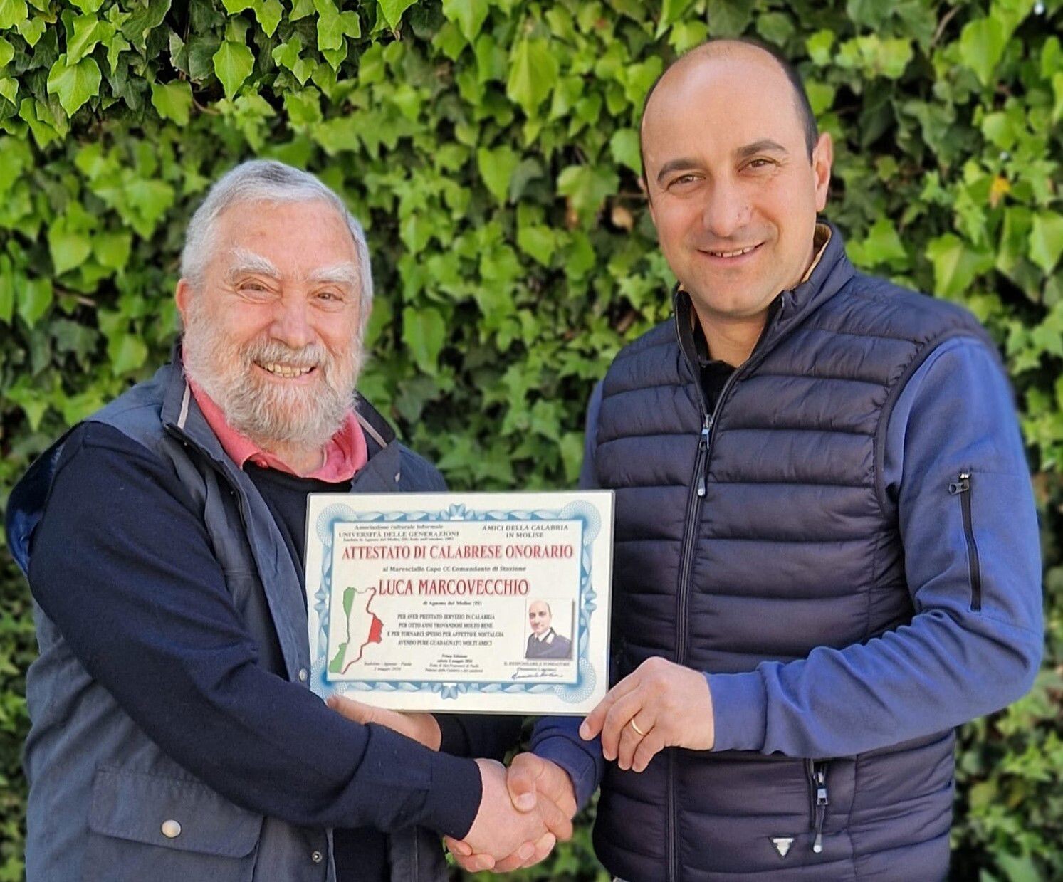 images Consegnati ad Agnone del Molise gli “Attestati di Calabresi onorari” a quattro molisani e a un veneto